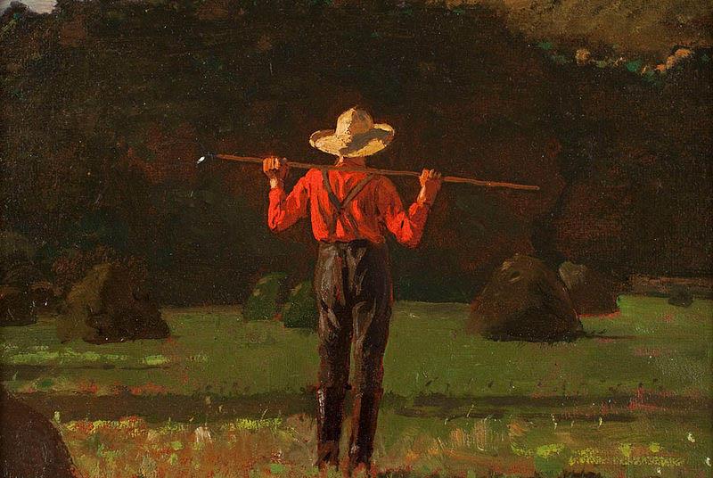 Winslow Homer Farmer with a Pitchfork, oil on board painting by Winslow Homer France oil painting art